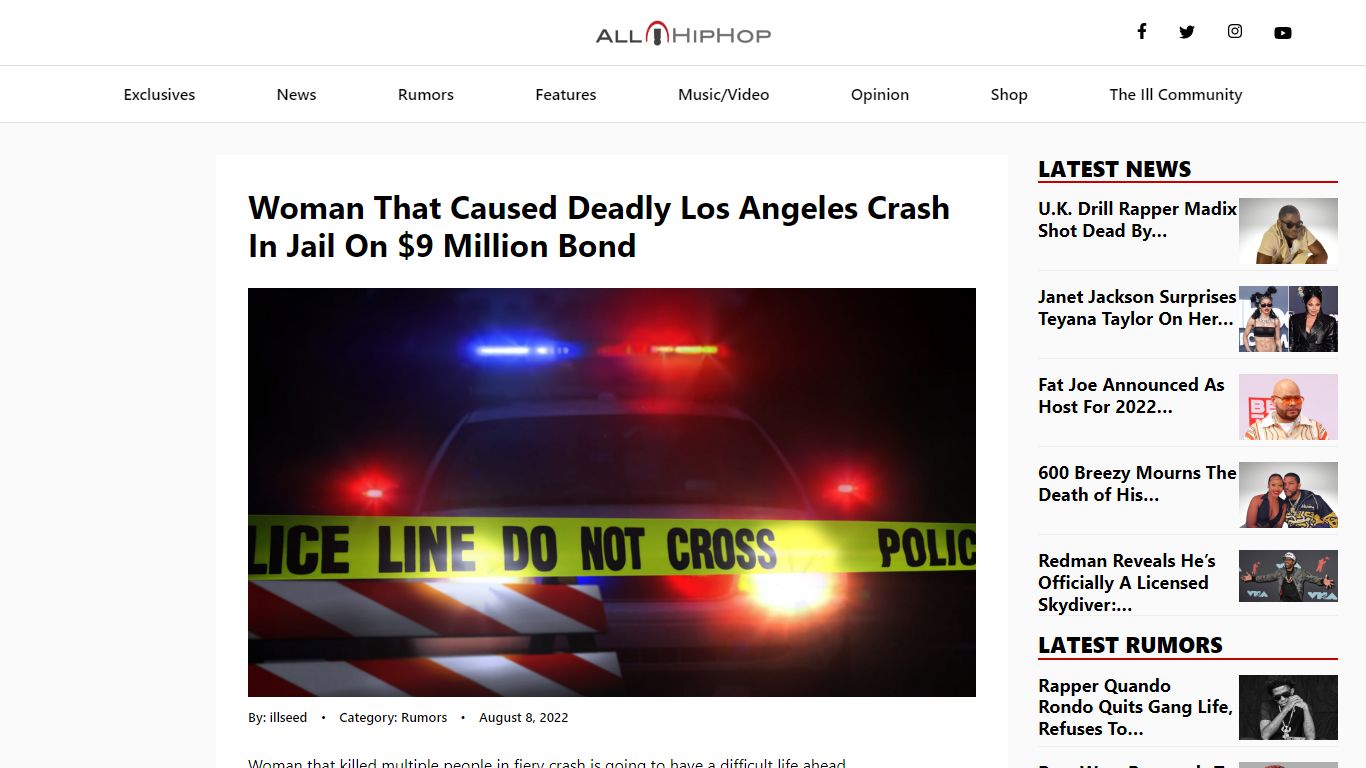 Woman That Caused Deadly Los Angeles Crash In Jail On $9 Million Bond